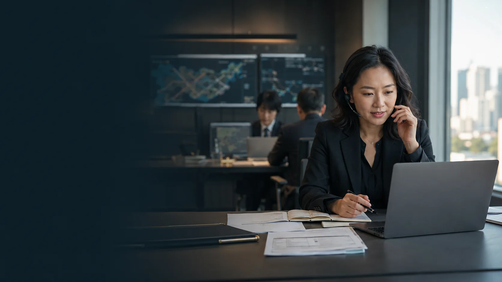 An English-speaking program manager coordinating chauffeur journeys in a Shanghai office