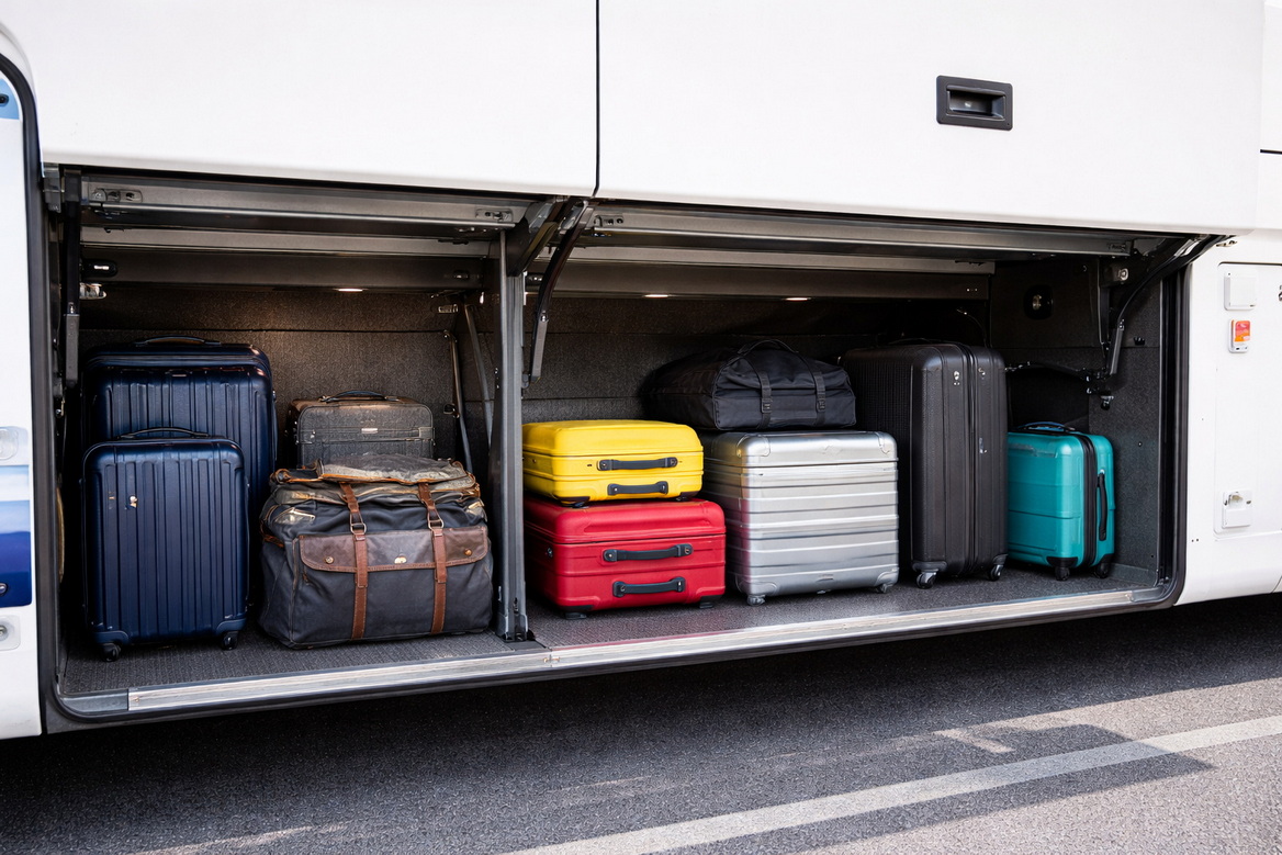 Executive coach underfloor luggage compartment