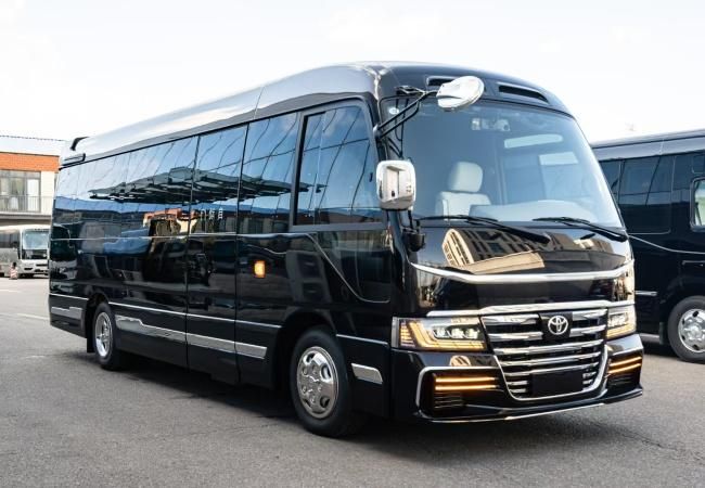 Black Toyota Coaster exterior
