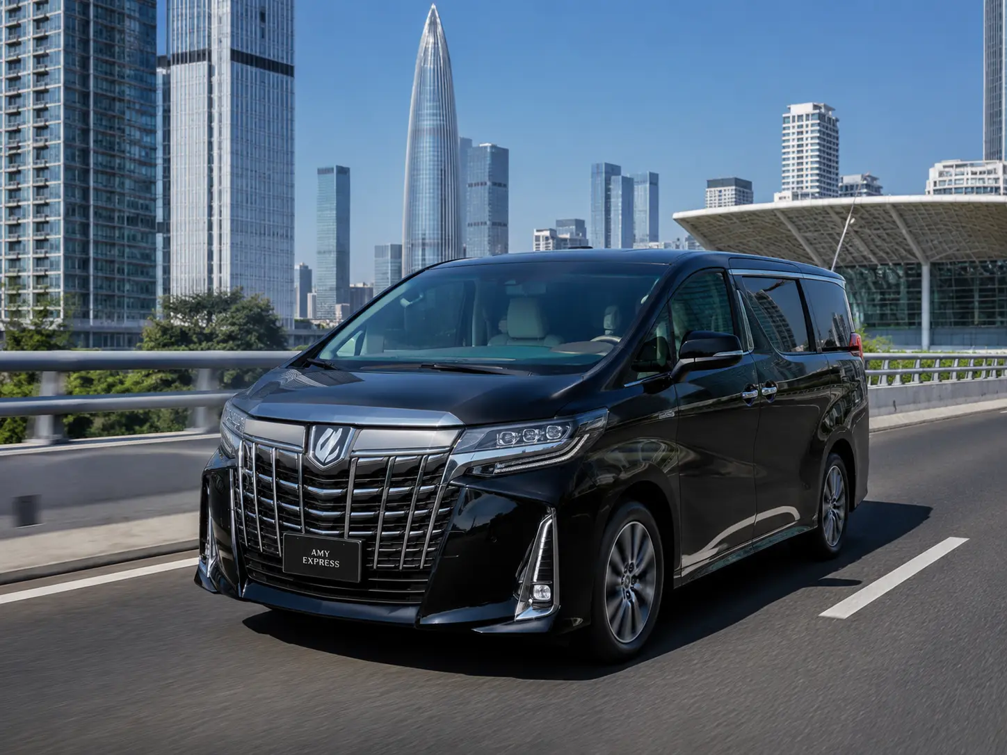 Black luxury MPV on a Shenzhen business route