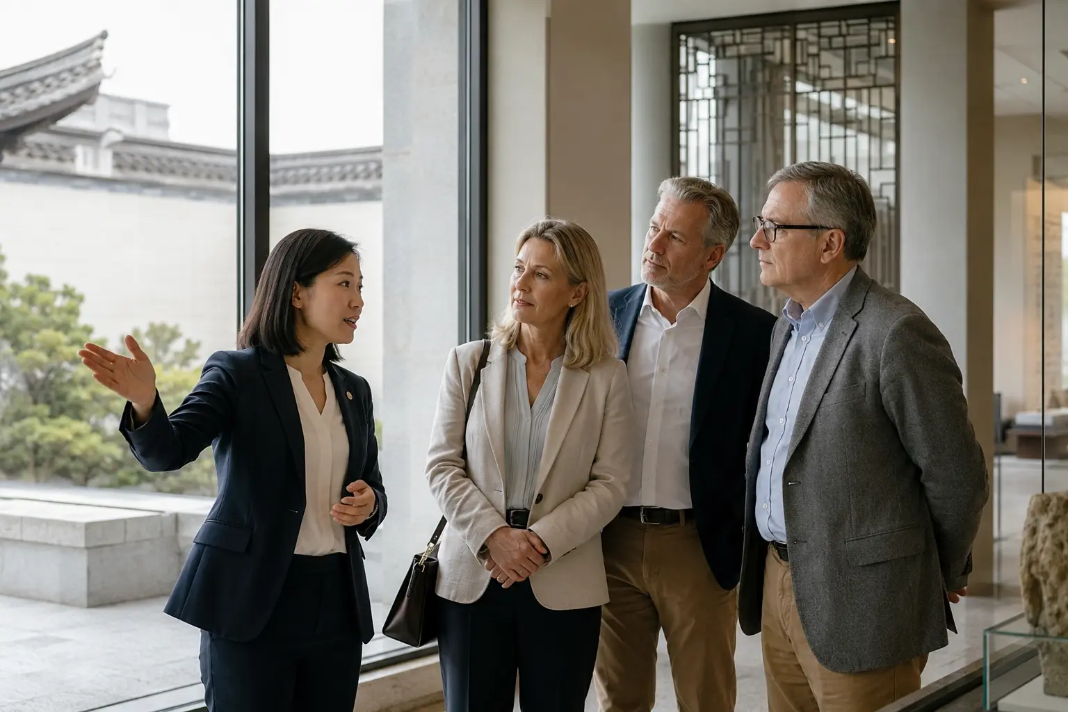 International business travellers receiving coordinated local support in China